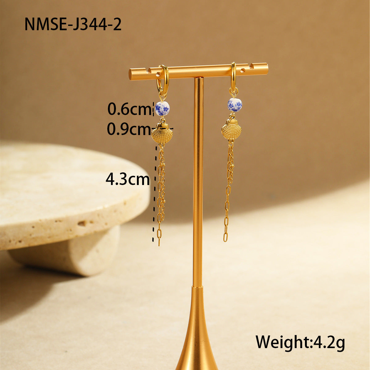 Wholesale Ceramic Starfish Shell Stainless Steel Earrings