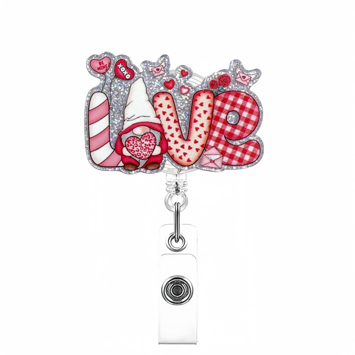 Wholesale retractable acrylic Valentine' s Day Badge Reels