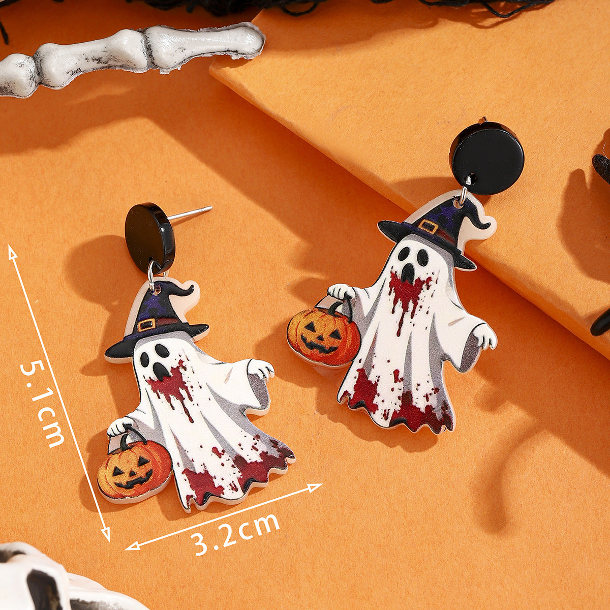 Wholesale  Ghost Pumpkin Earrings Dangle Drop Jewelry Accessory for Party Boutique Resale