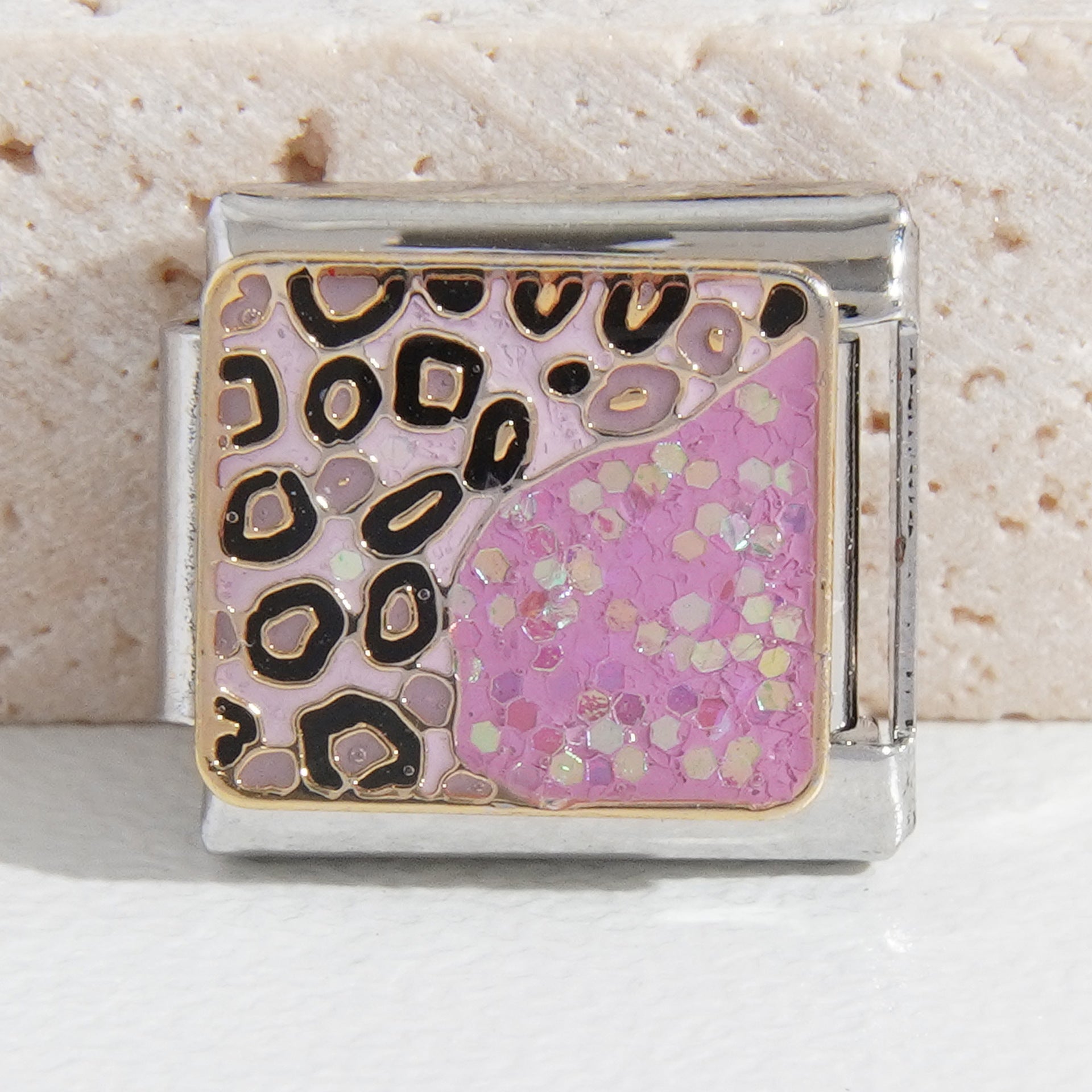 Wholesale Italian Charm Bracelet 9mm DIY Splicing Leopard Print Series Stainless Steel Composable Bracelet