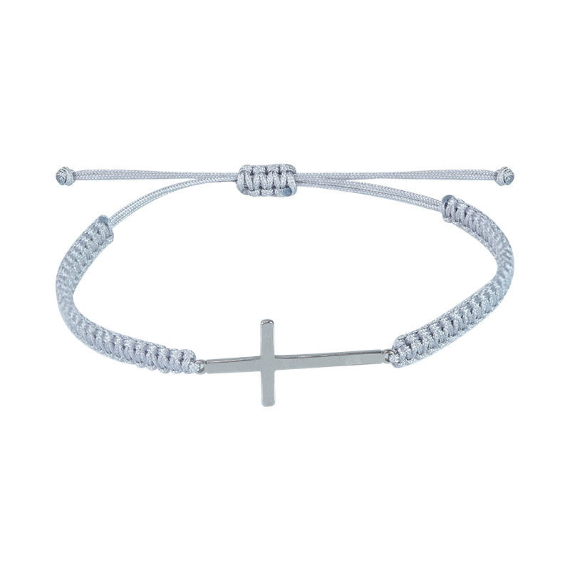 Wholesale cross multicolor adjustable bracelet black and white woven couple bracelet