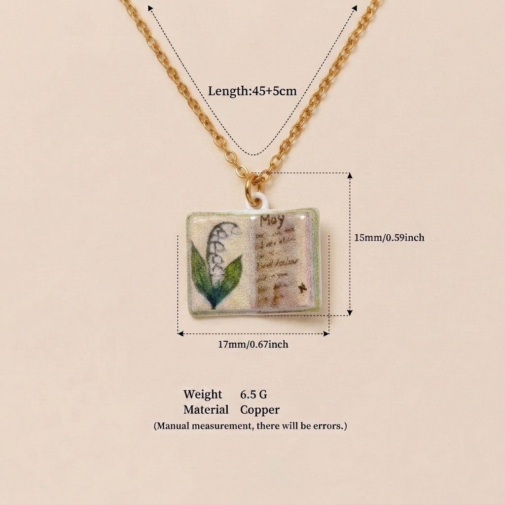 Wholesale Retro Book Pendant Necklace Stylish Copper Design With Everyday Appeal Casual Fashion Accessory Gift