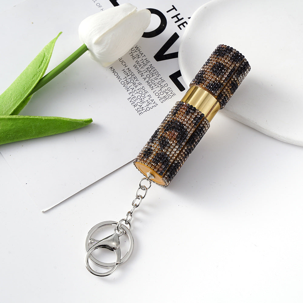 Wholesale Colorful Rhinestone Leopard Print Perfume Bottle Portable Keychains ACC-KC-ZhiYa049