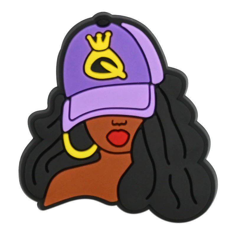 Wholesale  Random 100pcs  Black Girl SeriesPVC Soft Rubber Shoe Buckle Decoration