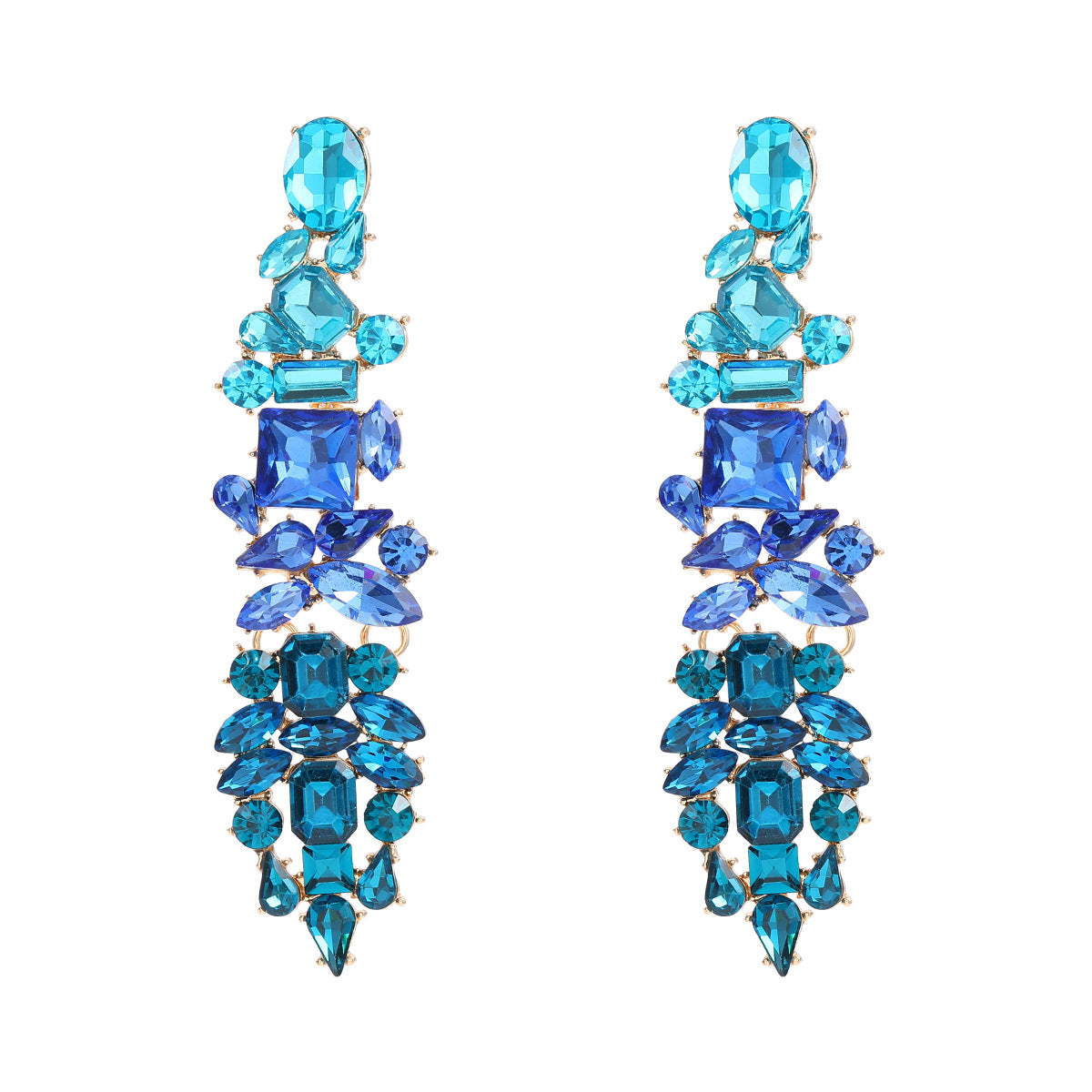 Wholesale Rhinestone Colored Gemstone Tassel Long Banquet Alloy Earrings ACC-ES-JL026