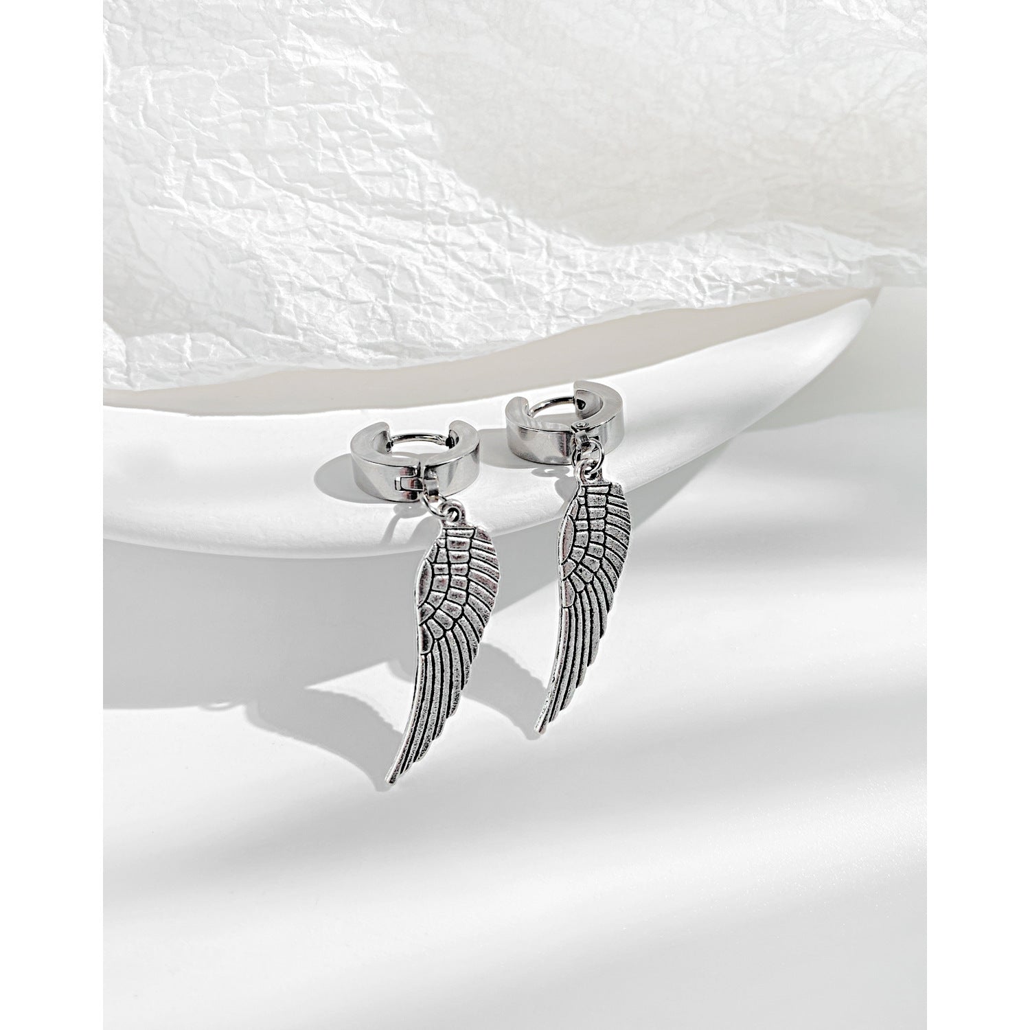 Wholesale  Punk Angel Wings Stainless Steel Earrings