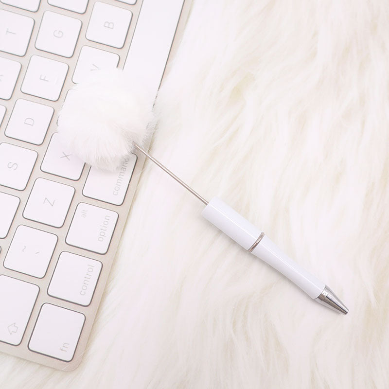 Wholesale Pom Pom Beadable Pen Leopard Print Hair Ball DIY Beaded Ballpoint Pen ACC-PN-CY003