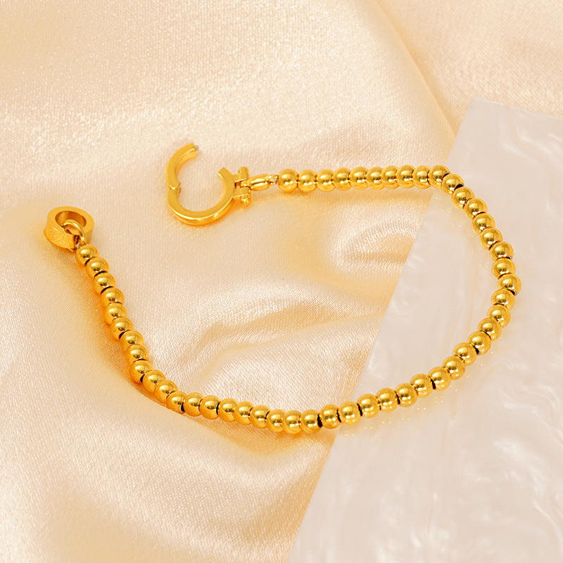 Wholesale Beaded bracelet jewelry stainless steel plated 18K real gold bracelet