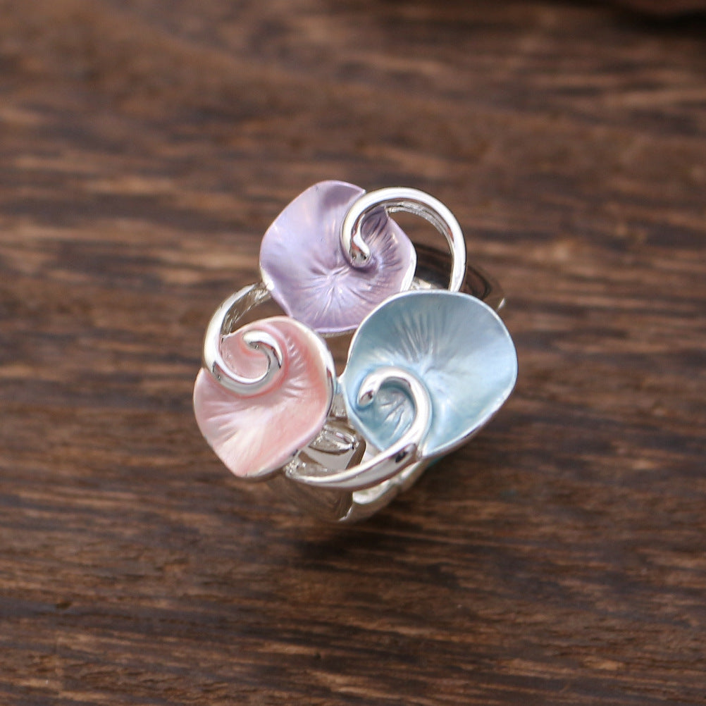 Wholesale Elastic Band Ring Alloy Zinc Diamond Oil Painting Adjustable Rings