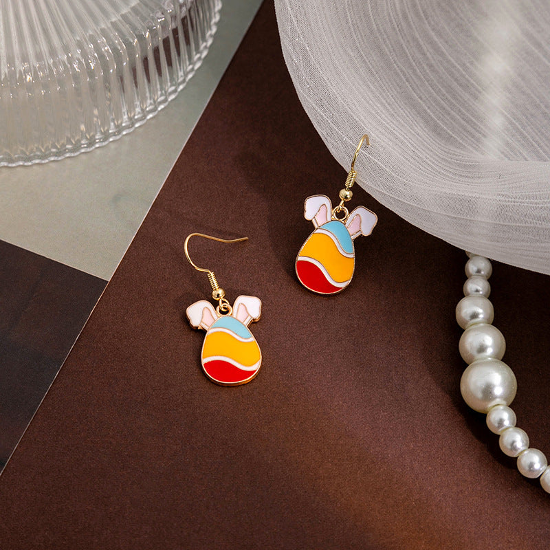 Wholesale Easter Egg Cartoon Oil Drop Earrings