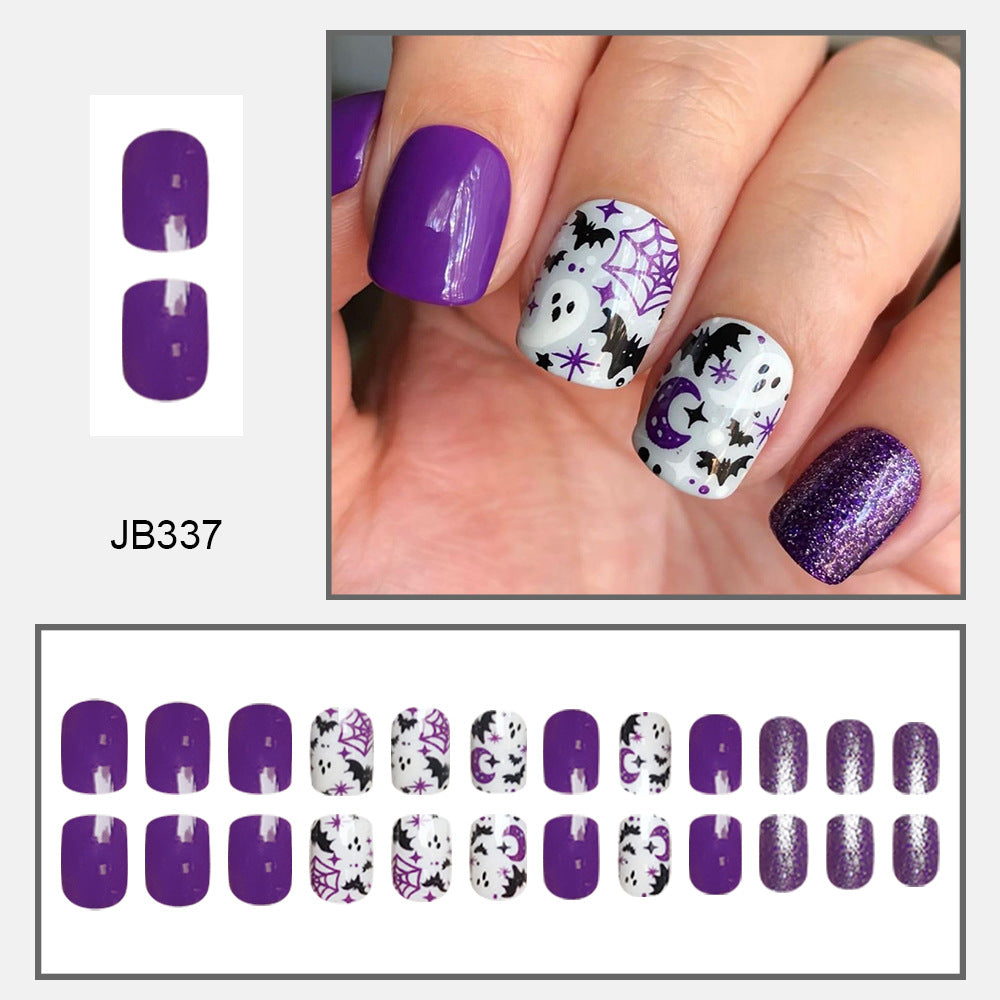 Wholesale 24 Pieces/box Halloween Press-on Nails Kits Nail Stickers ACC-NS-FengLi013