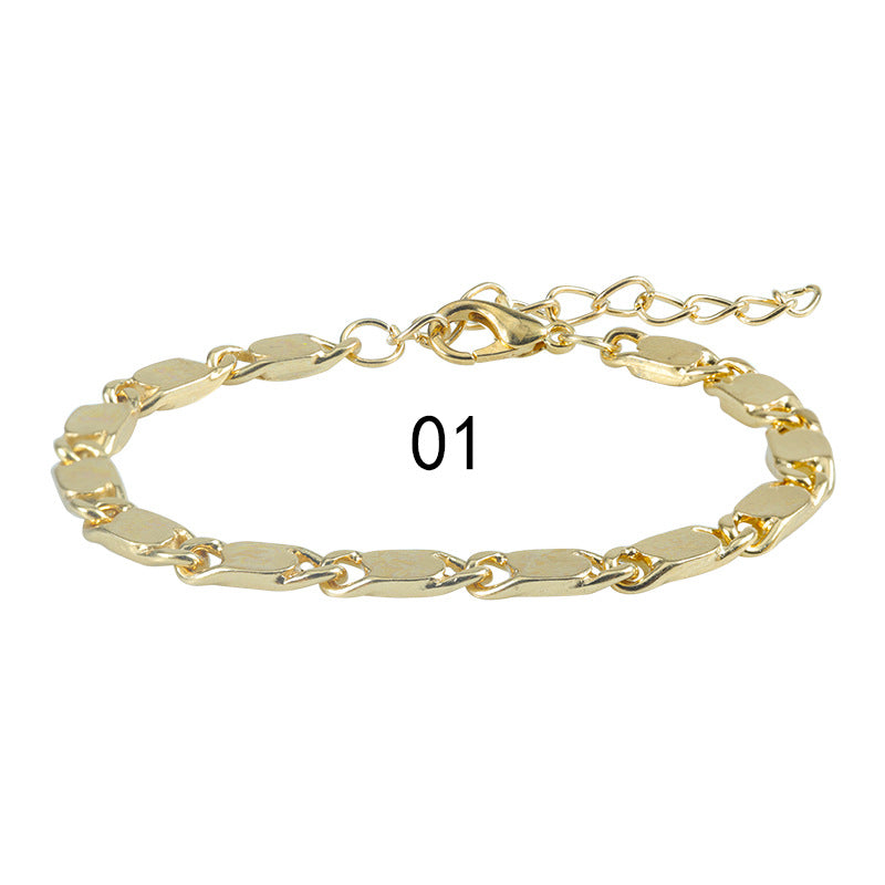 Wholesale chain paper clip bracelet bohemian simple adjustable multi-layer metal bracelet