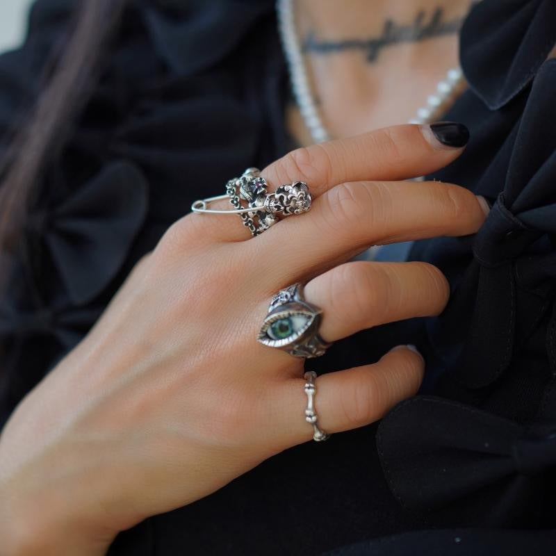 Wholesale Retro Punk Devil Eye Ouroboros Ring - Fashion Accessory for Gift or Boutique