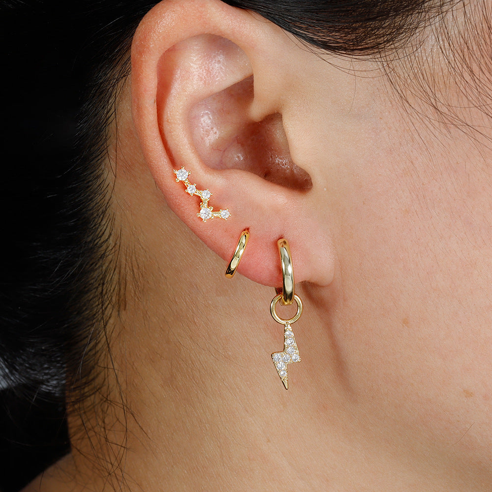Wholesale Gold Plated Water Drop Cross Zircon Earrings Trendy Party Jewelry