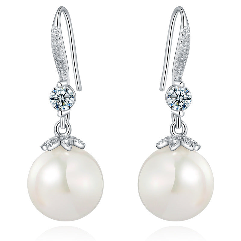 Wholesale Pearl Copper Plated White Gold Earrings