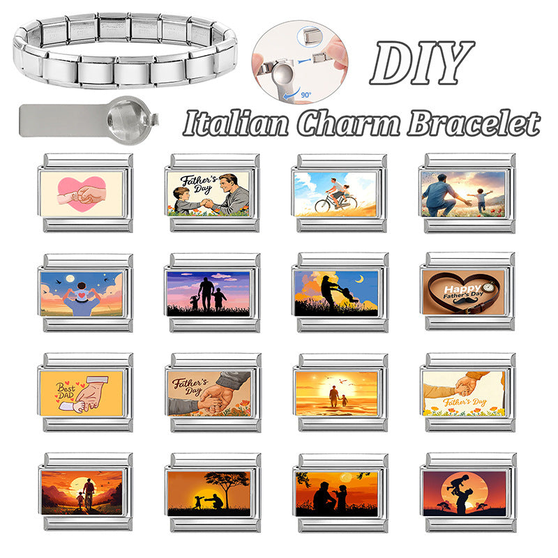 Wholesale Italian-Style DIY Bracelet Kit,  Stainless Steel Printed Modular Jewelry,  Fashion Accessory for Resale