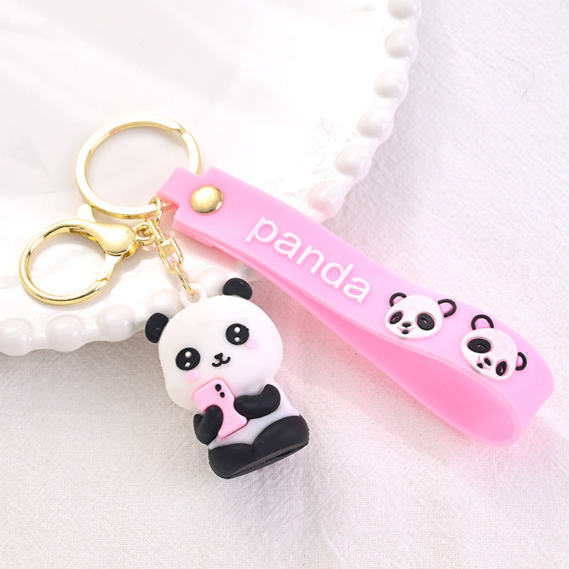 Portachiavi in ​​​​PVC di bambù panda di bambù carino portachiavi del panda del tesoro nazionale all'ingrosso
