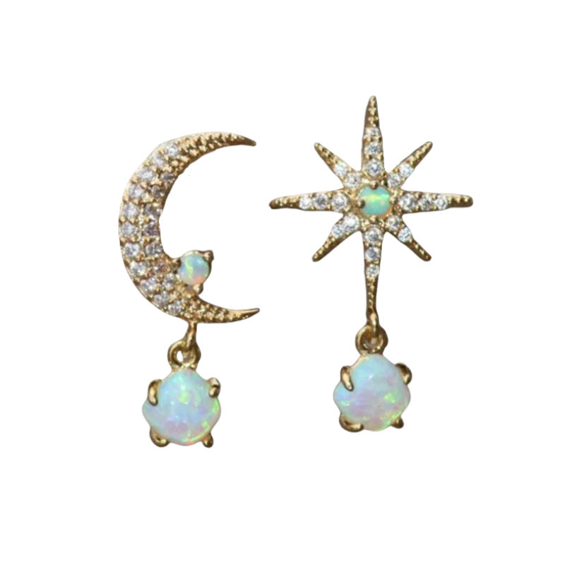 Wholesale Vintage Creative Asymmetrical Moon and Sun Earrings