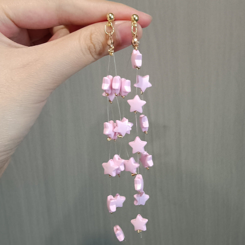 Wholesale light luxury star long tassel earrings