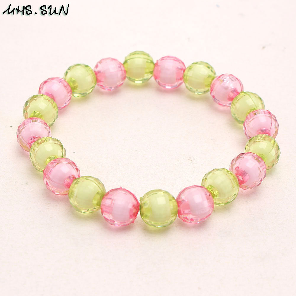 Wholesale Colorful Acrylic Pearl Children's Beaded Bracelet ACC-BT-NiJia003