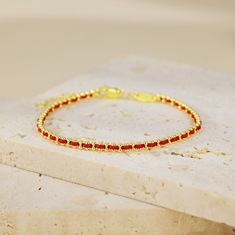 Wholesale Trendy Lucky Red String Woven Bracelet For Women White Gold Tone Accent Casual Everyday Jewelry Accessory Gift Boutique Resale