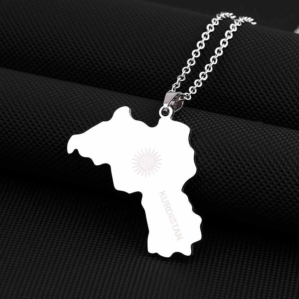 Wholesale Geometric Vintage Drip Oil Pendant Necklace Stainless Steel Jewelry Accessory