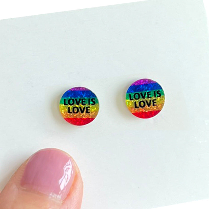 Wholesale  Rainbow Shiny Bright Small Earrings