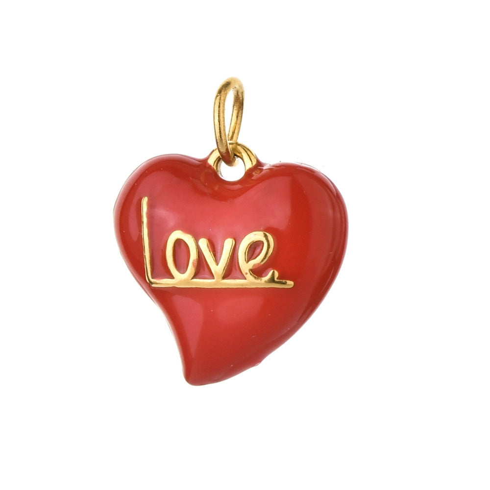 Wholesale Retro Style Heart Series Oil Dripping Colorful Stainless Steel  Charms