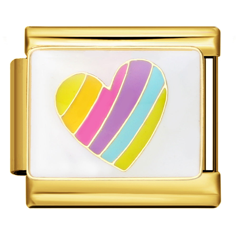 Wholesale Italian modularGold love titanium steel welding drip oil DIY bracelet