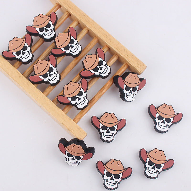 Wholesale 5pcs Straw Hat Skeleton Silicone Beads Focal Beads DIY Bead Accessories ACC-BDS-GuangTian047