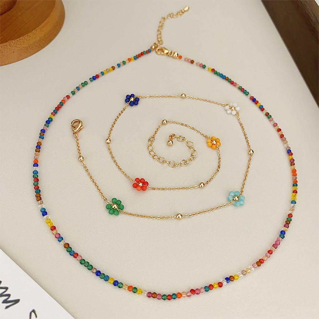 Wholesale  Colorful Zircon Beaded Multi-Dopamine Necklace