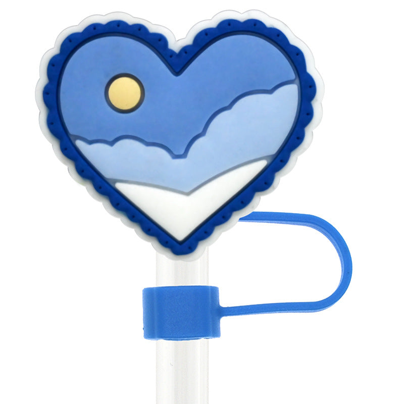 Wholesale Random 100pcs Creative Love 10mm PVC Soft Straw Tube Cap ACC-SCR-RYY097