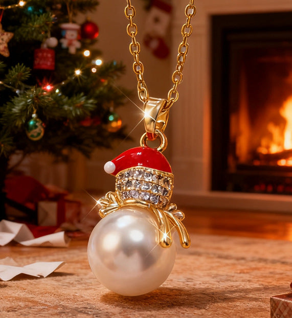 Wholesale Christmas stainless steel  micro-inlaid  bowknot necklace