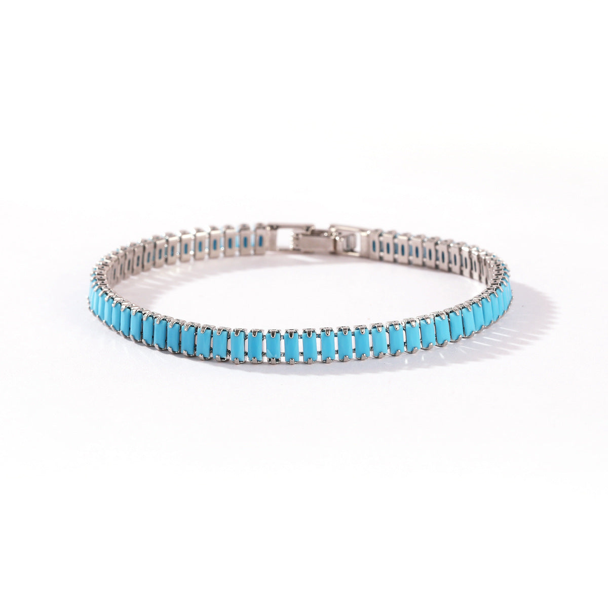 Wholesale 18k Gold Plated Zircon Bracelet,  Blue Turquoise Design,  Boutique Jewelry Accessory