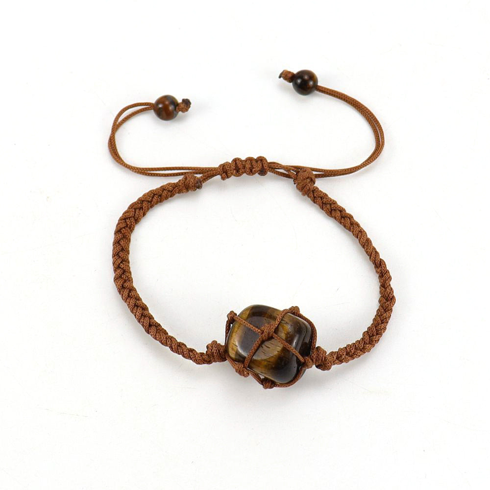 Wholesale Hand Woven Brown Jade Thread Crystal Amethyst Stone Net Pocket Bracelet ACC-BT-HanX003