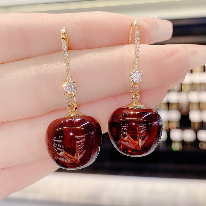 Wholesale Alloy Red Cherry Earrings