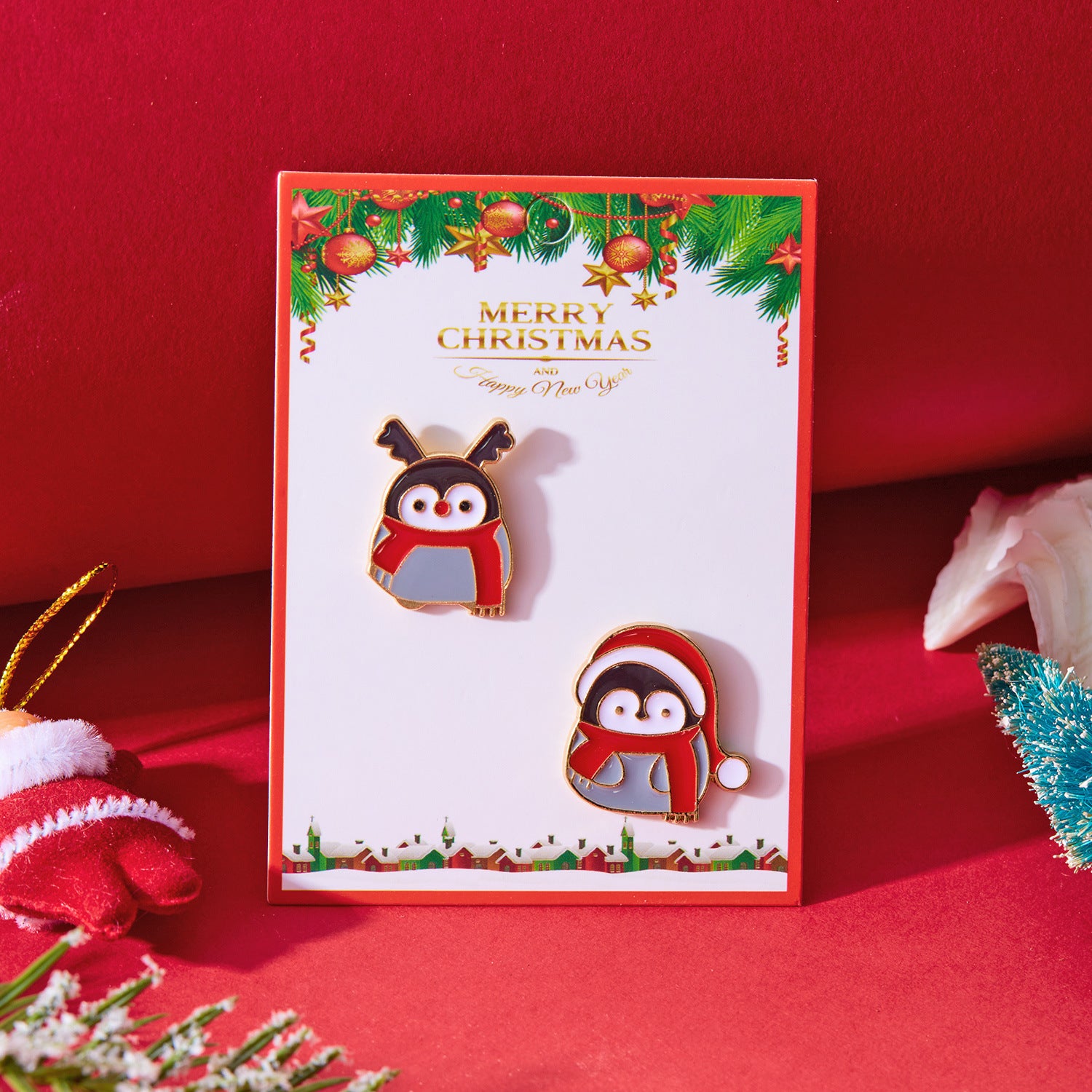 Wholesale Christmas Oil Drop Santa Claus Christmas Tree Brooch Set ACC-BCH-FanYou001