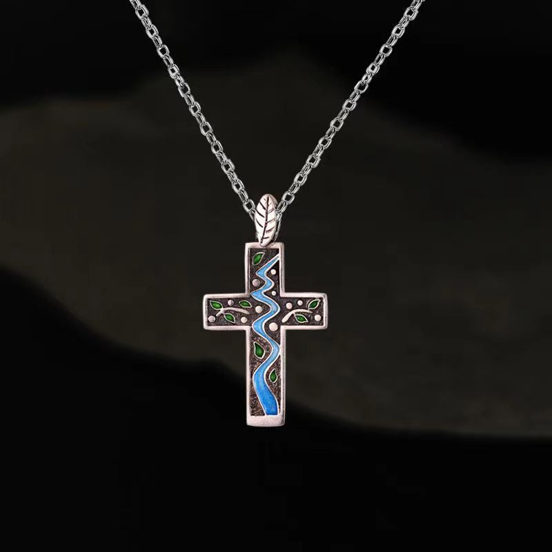 Wholesale New Retro Enamel Cross Necklace