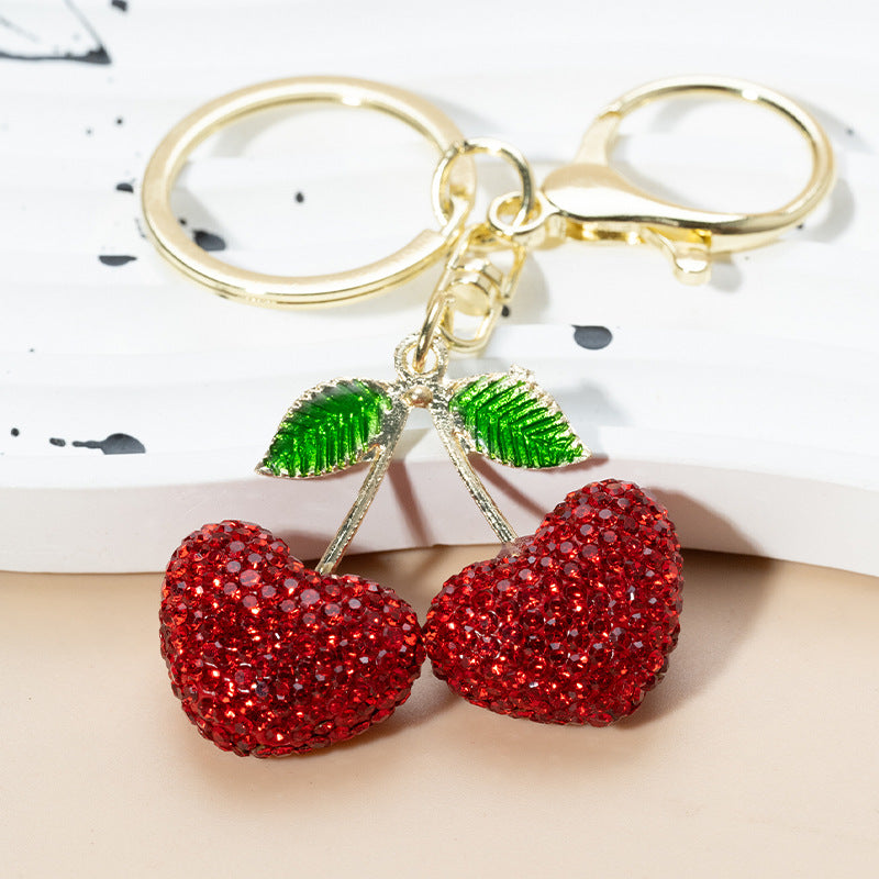 Wholesale Stylish Zinc Alloy Cherry Keychain Cute Women S Car Key Ring For Bag Decorative Resale Accessory
