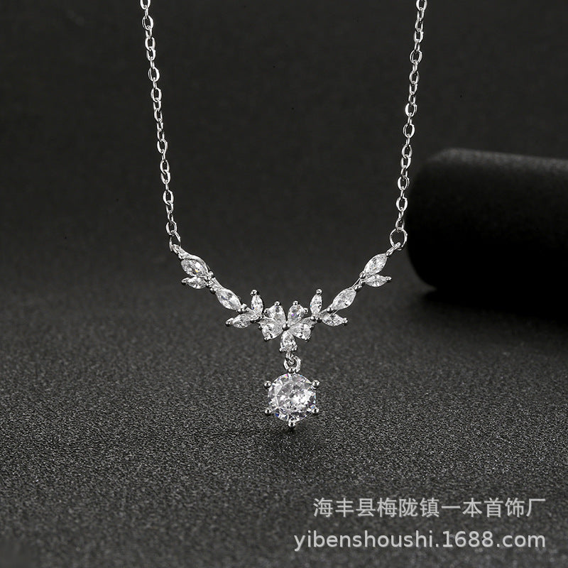 Wholesale Floral Wheat Ear Design Titanium Steel Necklace Electroplated Jewelry Accessory for Women