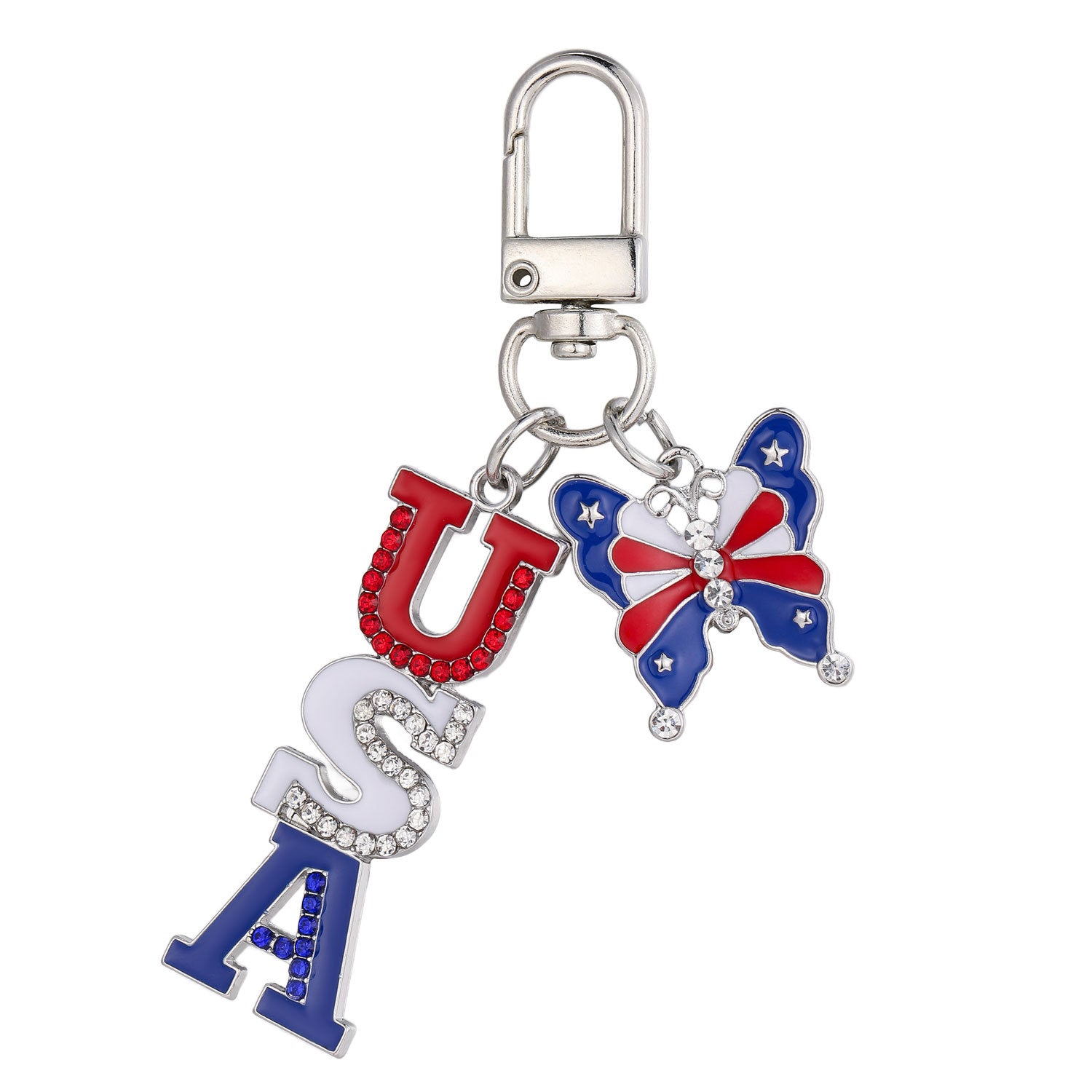Wholesale Independence Day Elements Red White Blue Flag Alloy Keychain