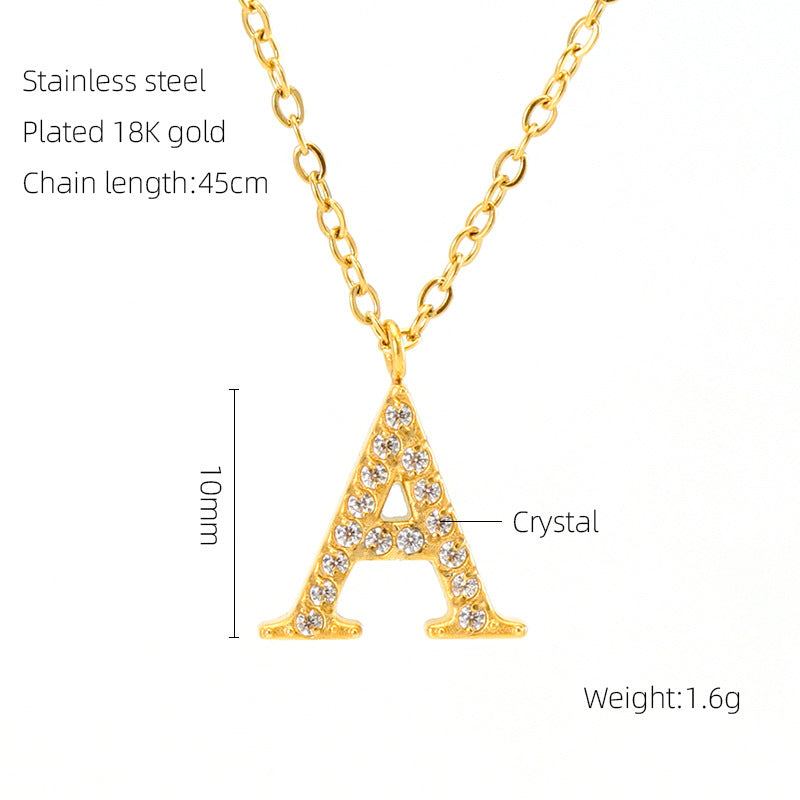 Wholesale  titanium steel diamond letter necklace English clavicle chain