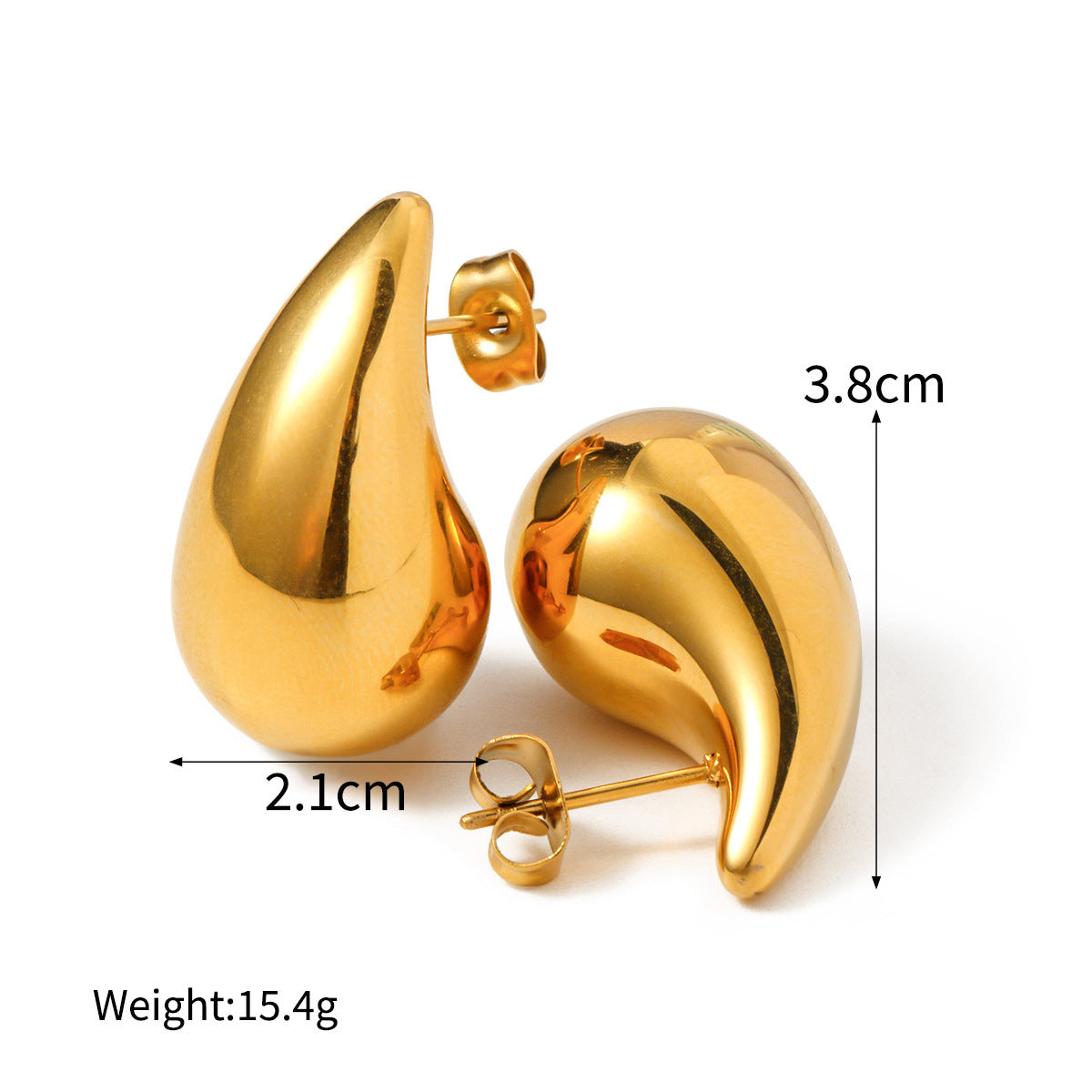 Wholesale 18K gold water drop titanium steel earrings cashew-shaped necklace