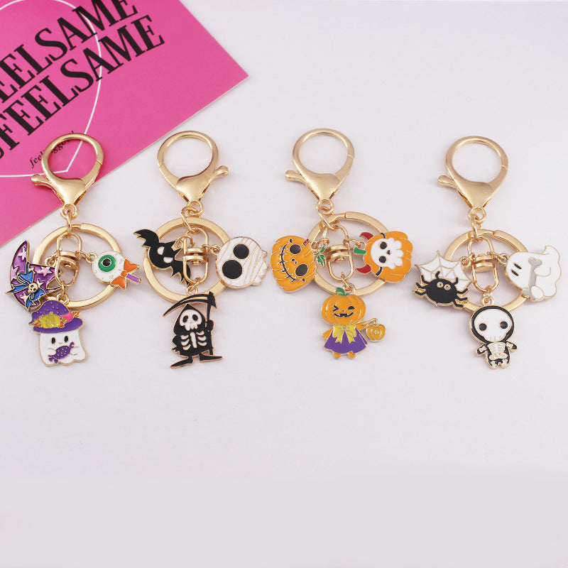 Wholesale Halloween Ghost Cartoon Pumpkin Ghost Alloy Keychain ACC-KC-QiChen006