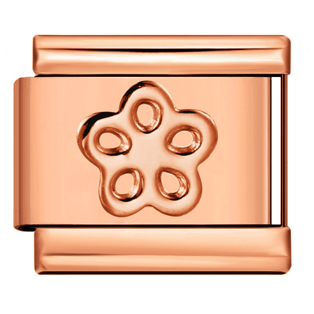 Wholesale Italian Charm Bracelet 9mm DIY Splicing Rose Gold Series Stainless Steel Composable Bracelet