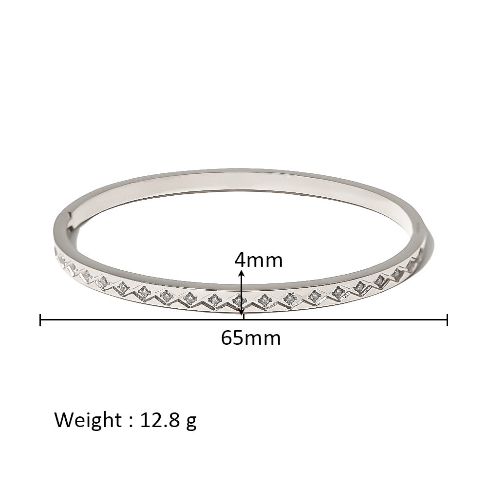 Wholesale Stainless Steel 18K Gold Plated Geometric Star Flower Zircon Bracelet