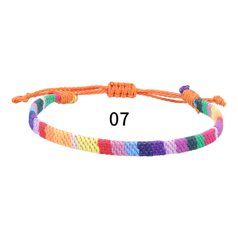 Wholesale Fabric Rainbow Cotton and Linen Woven Bracelets and Ankles ACC-BT-YiYe001