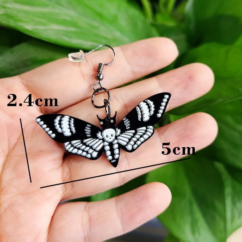 Wholesale acrylic earrings  fashion  skull moth insect butterfly earrings