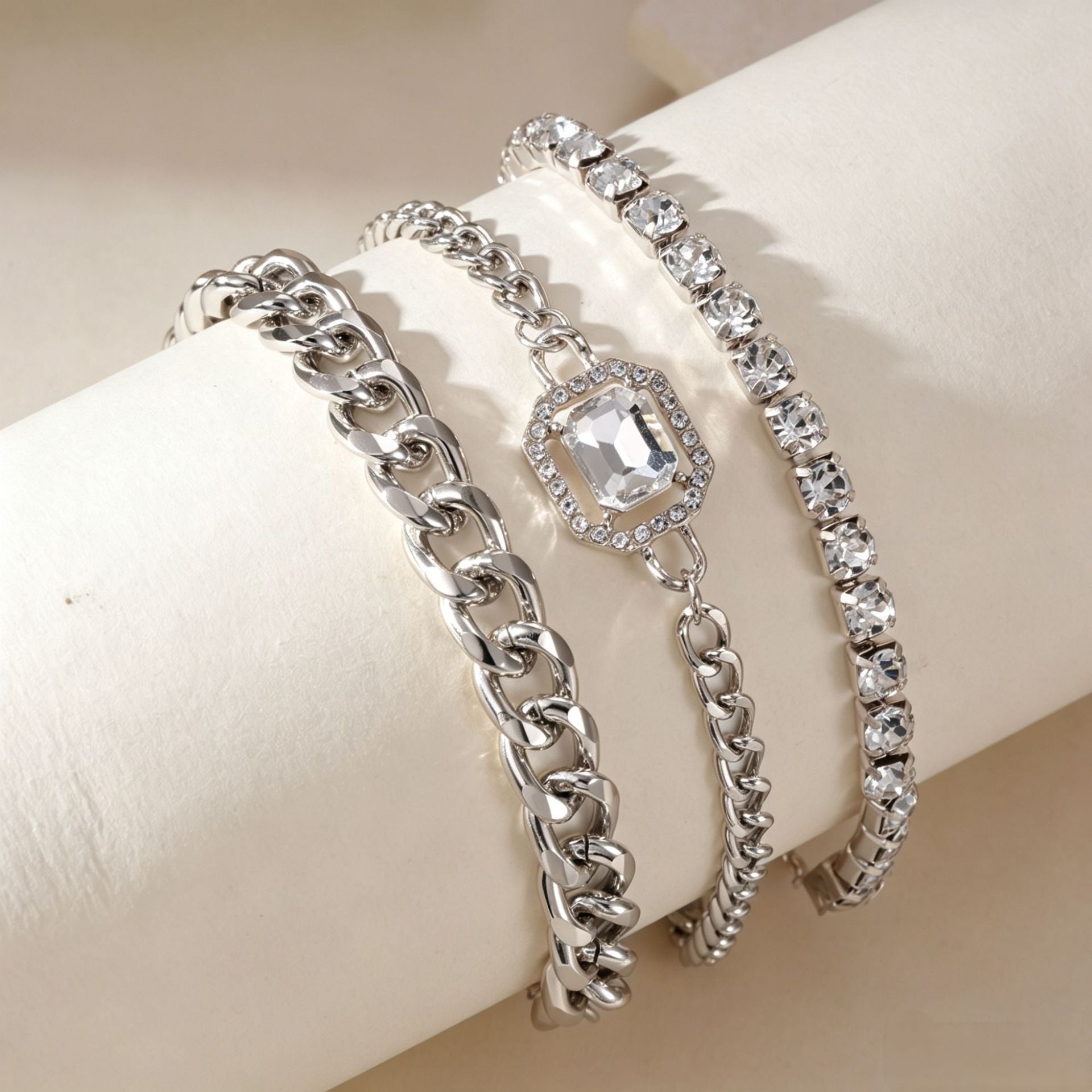 Wholesale Layered Cross &  Flower Pendant Jewelry Set,  Alloy Bracelet Bangle,  Boutique Resale