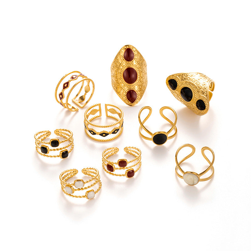 Wholesale  Red Titanium Steel Oil Dropping Light Luxury Retro Ring